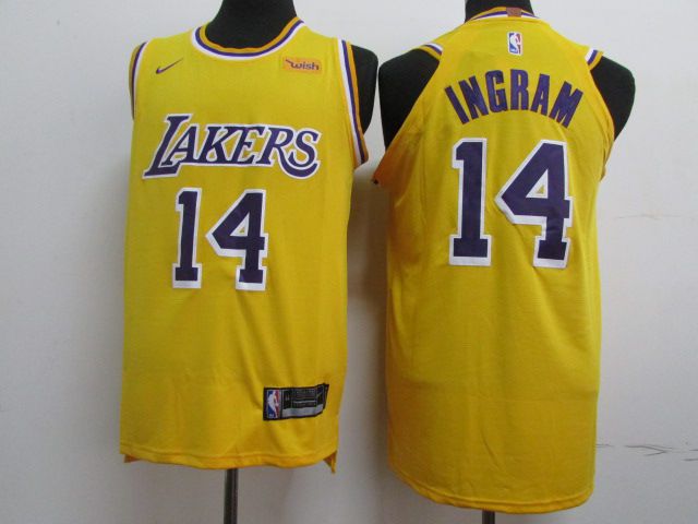 Men Los Angeles Lakers #14 Ingram Yellow Nike Game NBA Jerseys->->NBA Jersey